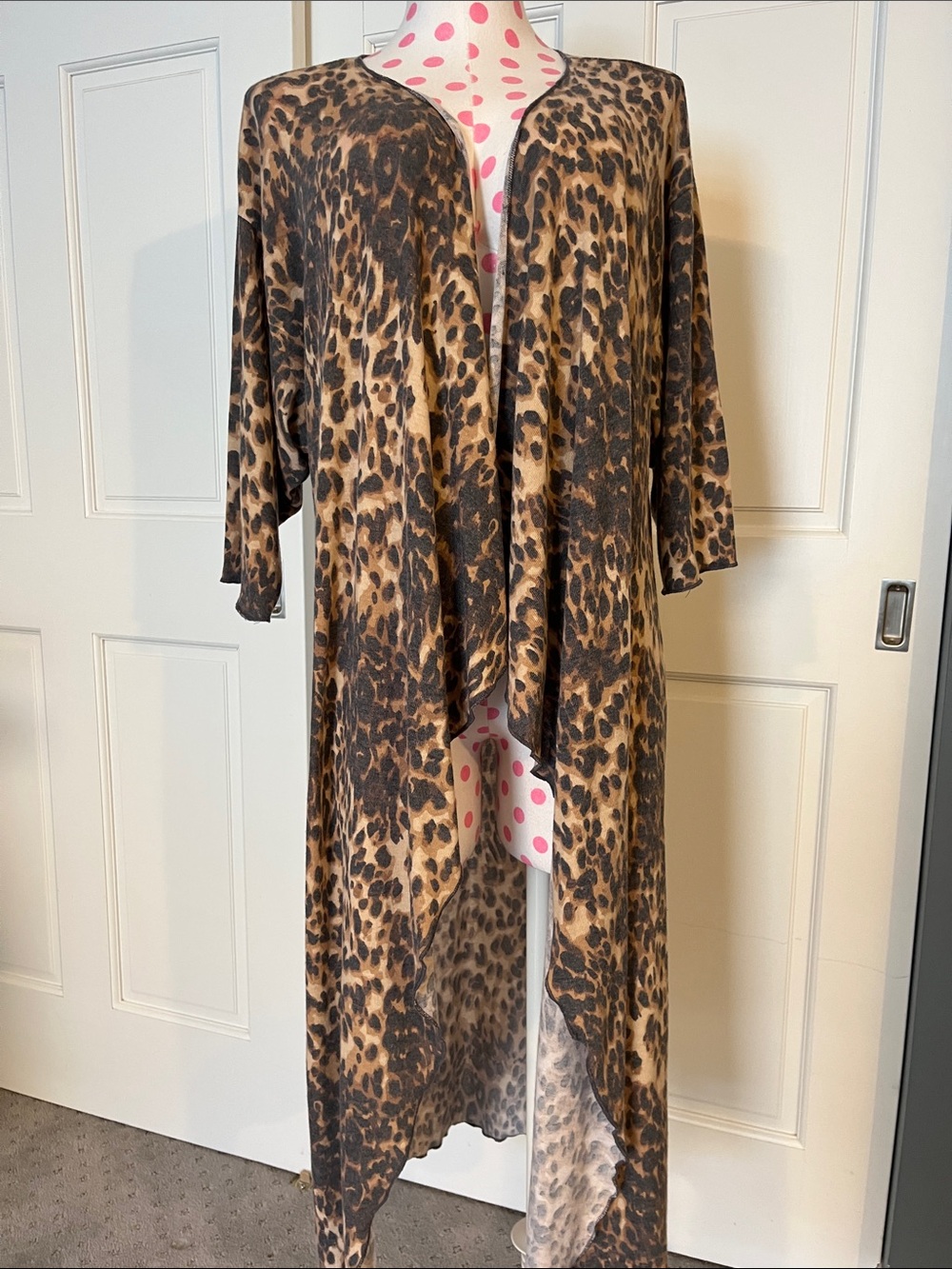 LuLaRoe Leopard Print Long Duster in Brown and Black